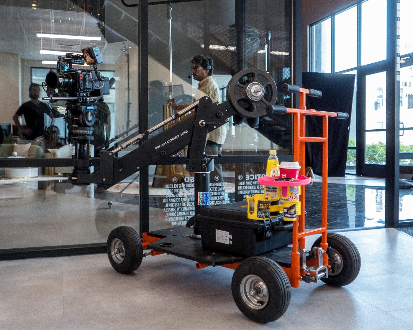 Camera dolly on set